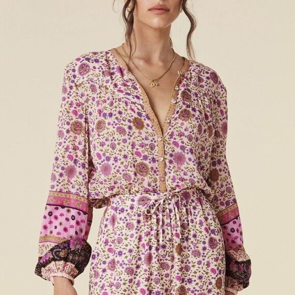 Spell & the Gypsy Collective 🥀 Lady Untamed Lavender floral Tunic Mini Dress M - Picture 8 of 10